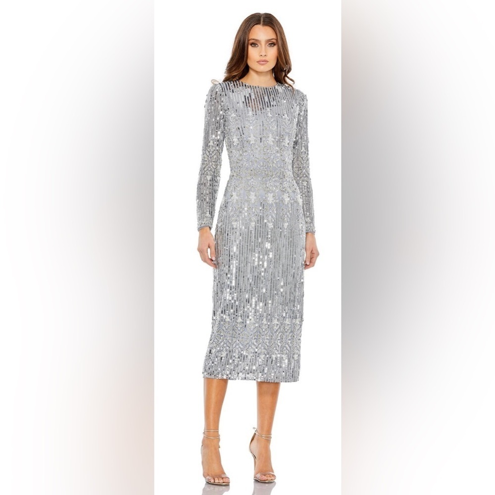 Mac Duggal 5576 NWT Jewel Neckline Long Sleeve Dress - Picture 1 of 8